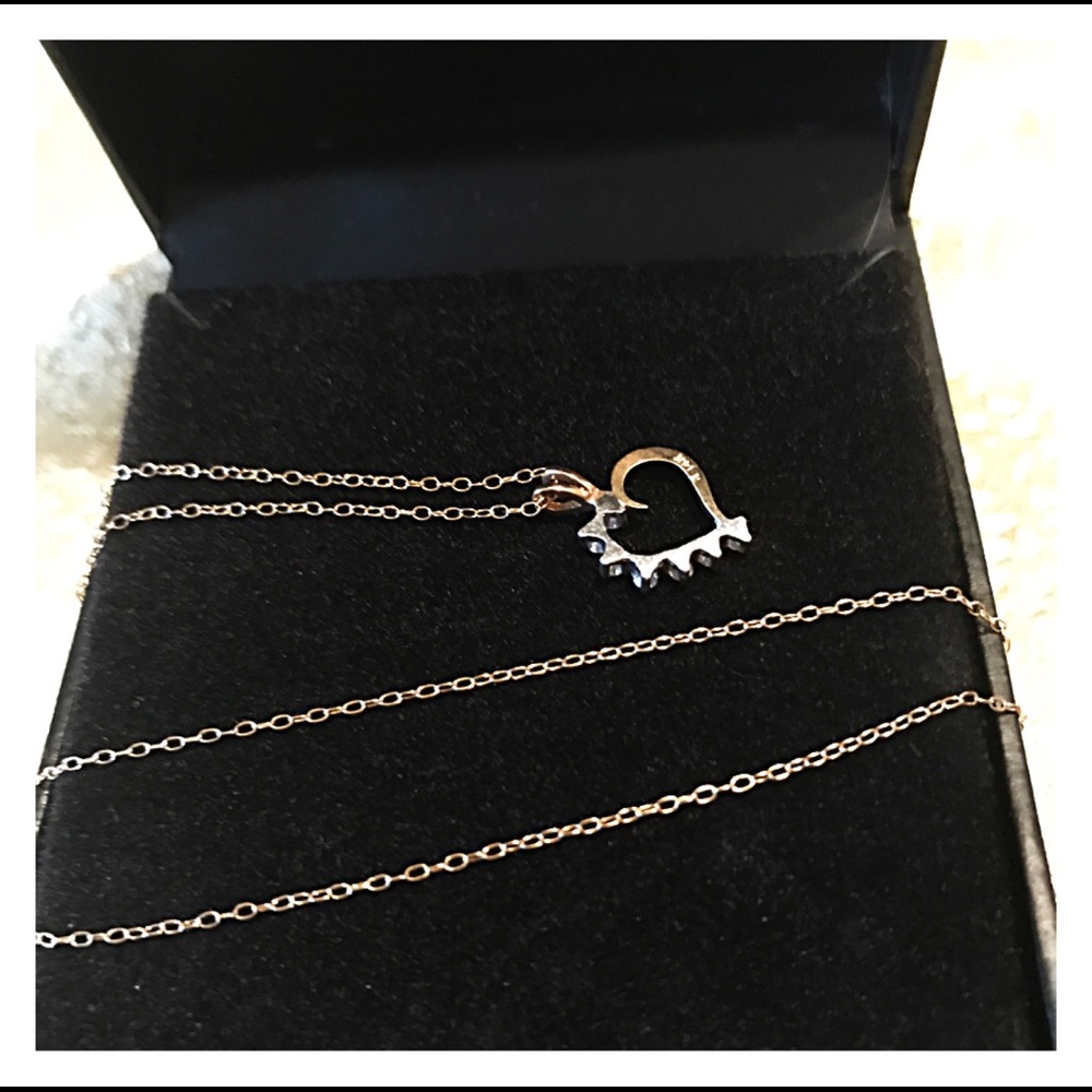 ❤️ 7  Diamonds Heart 14K Solid Gold❤️ - Picture 8 of 11